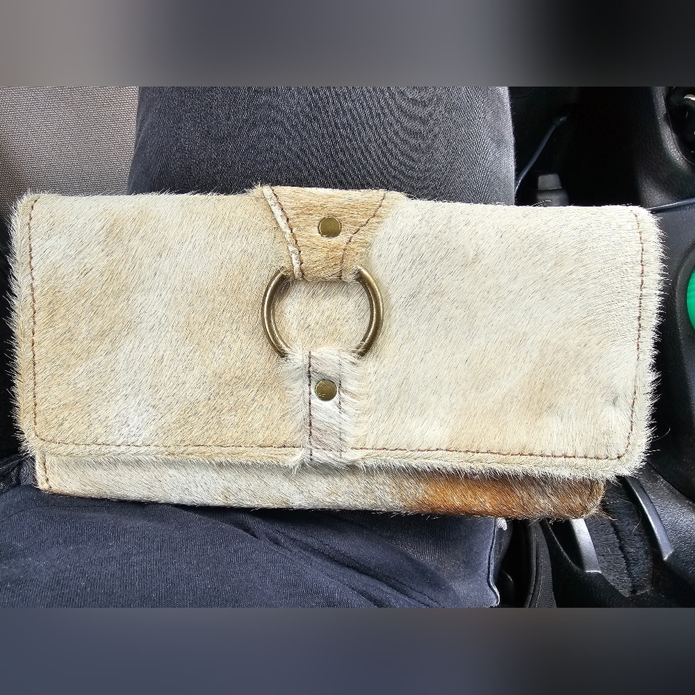 Myra Bag Women's Cowhide Wallet Brown And White BRAND NEW